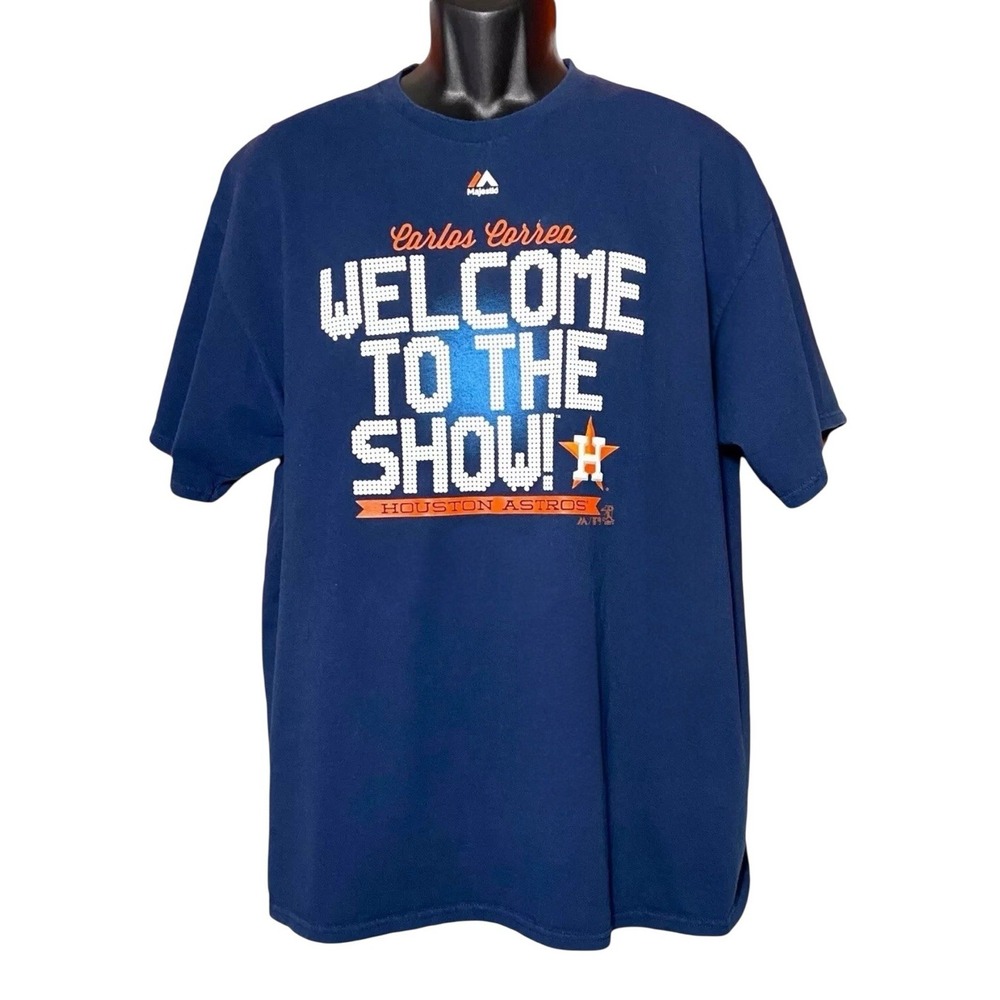 Majestic Carlos Correa Welcome To The Show Houston Astros Blue T-shirt Size XL